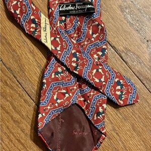 Salvatore Ferragamo Red and Blue Geometric Men's Tie
